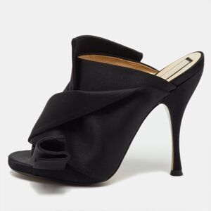 N21 Black Satin Raso Knot Peep Toe Mules Size 39
